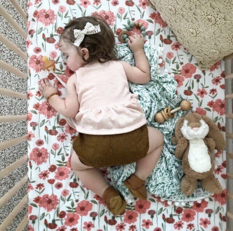 READY to SHIP Fitted Crib Sheet dusty Pink Floral Baby Etsy