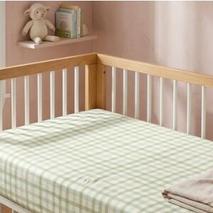 Sage Green Gingham Fitted Crib Sheet: Baby Bedding