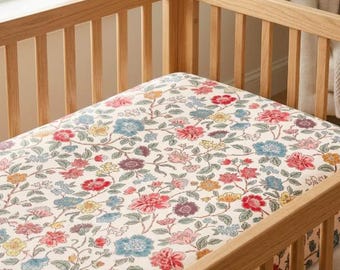 Custom Baby Crib Bedding Set – Vintage Floral Nursery Bedding, Personalized Baby Girl Crib Sheet, Heirloom Floral Baby Shower Gift