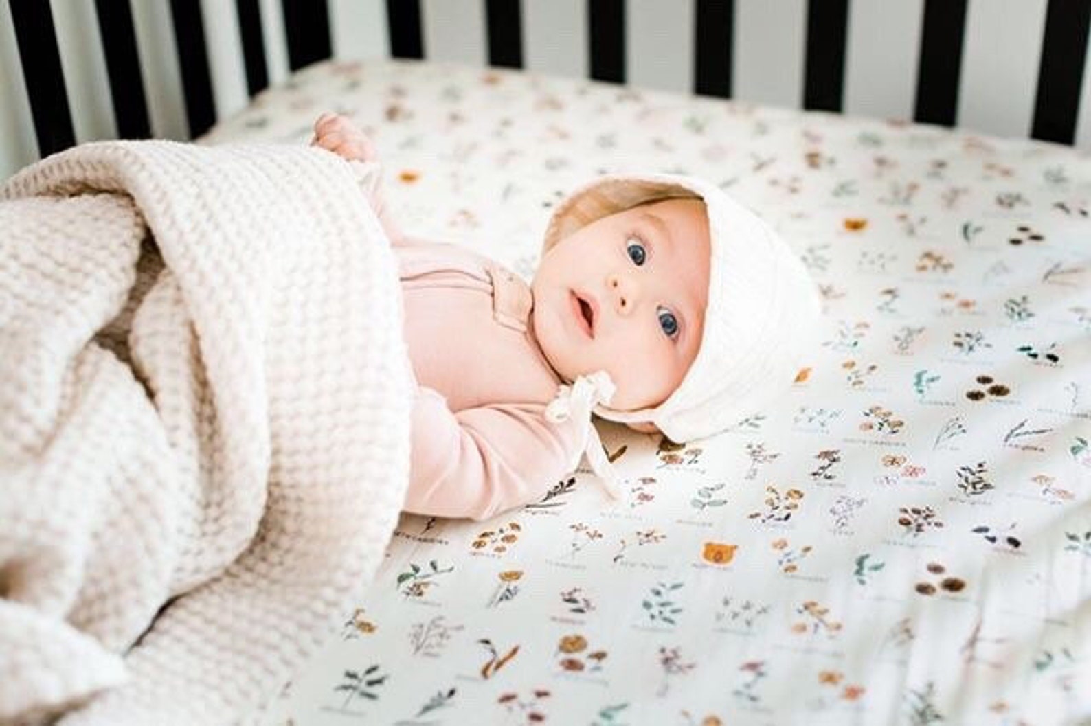 BOHO Crib Sheet Fitted Crib Sheet / Floral Nursery Bedding / Etsy