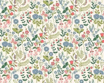 LIBERTY LONDON Floral Crib Sheet or Changing Pad Cover: Pink & blue Botanical Nursery