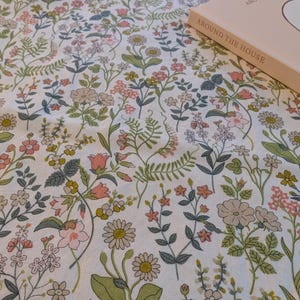 LIBERTY LONDON Floral Crib Sheet or Changing Pad Cover: Pink & Green Botanical Nursery