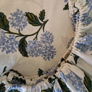 Rifle paper co. Crib Bedding .white blue floral baby Hydrangea .Mini Crib sheet .Blue Changing Pad Covers .Fitted Crib Sheet Vintage Floral image 3
