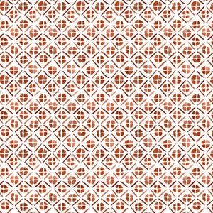 May include: A seamless pattern with a repeating geometric design. The pattern features small circles and lines in a reddish-brown color on a white background.