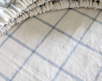 Light Blue Linen Crib Sheet: Neutral Baby Bedding