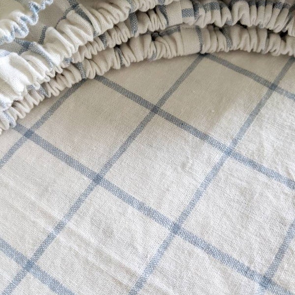 LINEN Baby Bedding Light Blue Neutral Bedding / Crib Sheets Linen Changing Pad Covers / Mini Crib Sheets / Cot Bedding /Neutral Crib Bedding