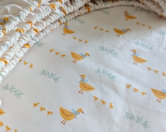 Duck Print Baby Crib Sheet: Vintage Farm Nursery Bedding