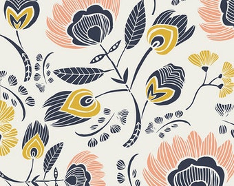 Floral MINI Crib Sheet - Leah Duncan Fitted Crib Sheets / READY to SHIP /Babyletto Mini Crib Sheet /Nursery Baby Bedding Navy Peach Nursery