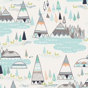 Teepee Baby Bedding WIGWAM Changing Pad Cover Gray READY to SHIP Woodlands Changing Pad Sheet Diaper Table Cover Grey Mint Nursery image 1