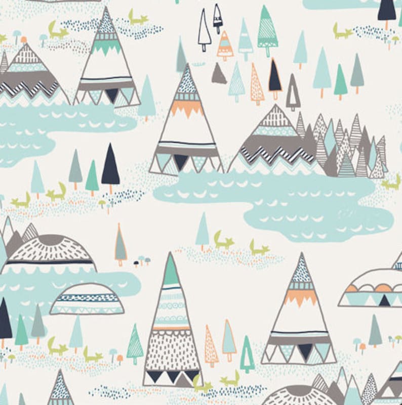 Teepee Baby Bedding WIGWAM Changing Pad Cover Gray READY to SHIP Woodlands Changing Pad Sheet Diaper Table Cover Grey Mint Nursery image 1