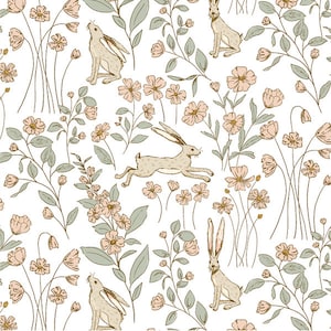 white coral sage Bedding Fitted Sheets Baby rabbits hares pastel small custom Crib Sheets Changing Covers Cot Girls nestig