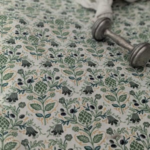 Green Floral Fitted Crib Sheet: Earth Tone Baby Bedding