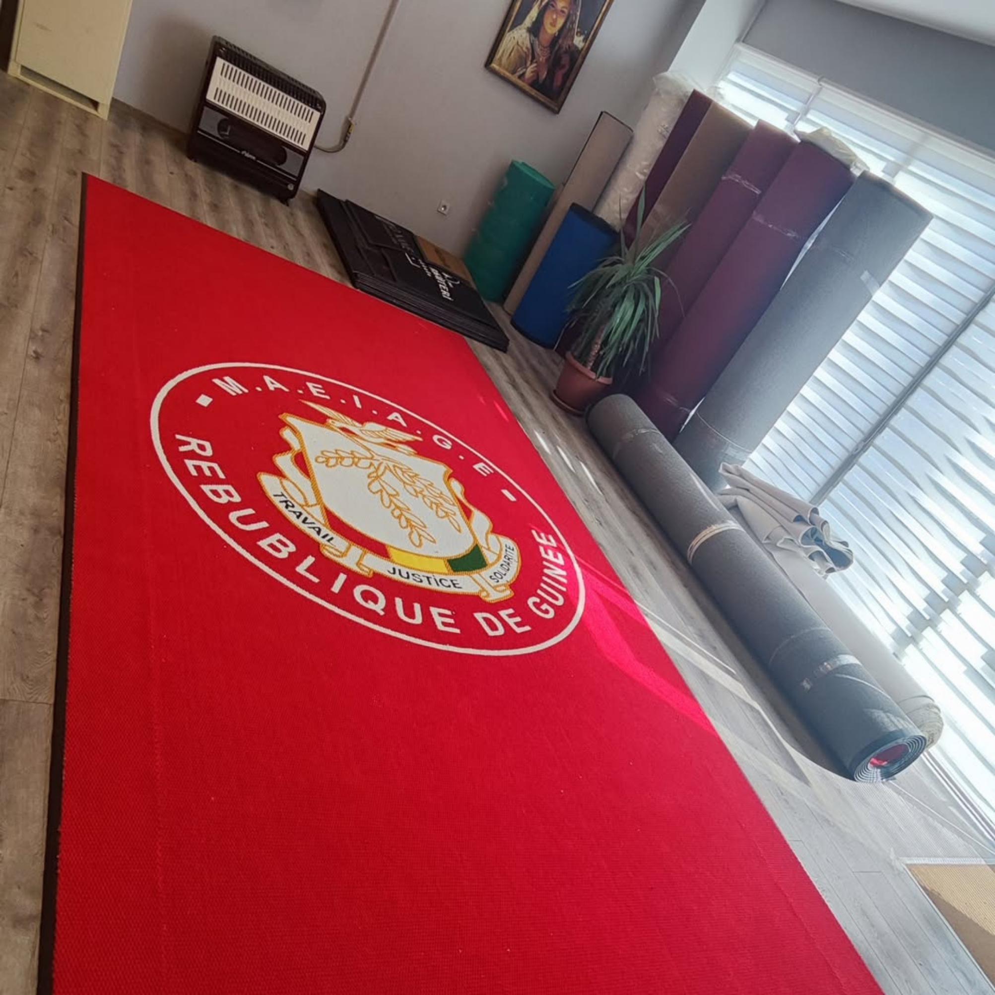 Branded Rug Oversized Custom Logo Rug – Personalized Corporate Floor Mat – Red ...