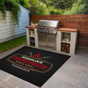 Personalized Smokehouse Grill Mat: Funny BBQ Decor for Dad