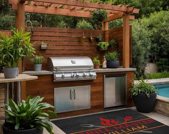 Custom Grill Master BBQ Mat – Personalized Father's Day Gift