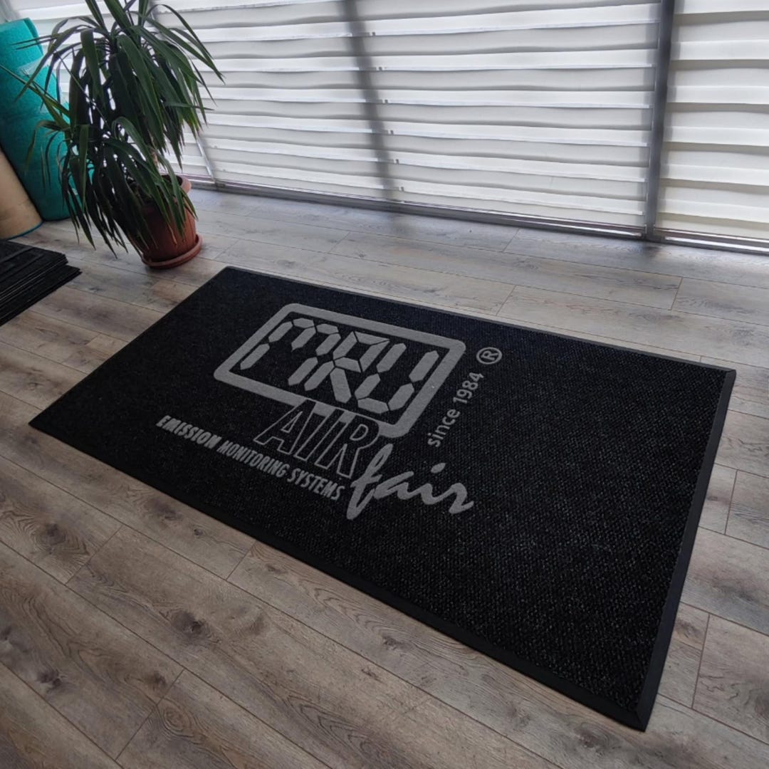 Branded Rug Minimalist Custom Logo Mat – Personalized Black Business Entrance Rug ...