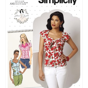 Simplicity Sewing Pattern Misses&#39; Sweetheart-Neckline Blouses S9287 Size 4-12