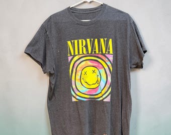Vintage Nirvana Tie Dye Smiley Face T Shirt Men’s Large
