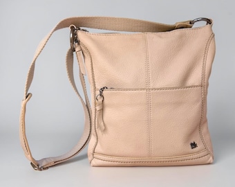 The Sac Lucia Sand Genuine Soft Leather Crossbody Bag