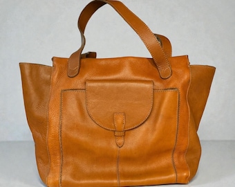 Vintage Massimo Dutti Brown Leather Tote Bag