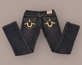 Camiseta vintage Joey Super de True Religion con lavado oscuro, talla 26