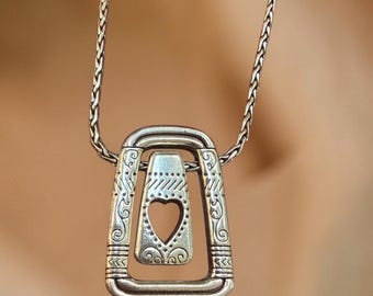 Brighton Silver Plated Reverable Heart Cutout Pendant