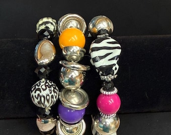 Vintage 1980’s Beaded Strech Bracelet Set