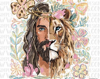 Lion of Judah, Jesus, floral, png download ORIGINAL DESIGNER