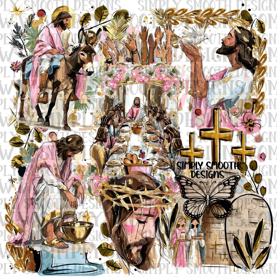Holy Week, Jesus, Floral, Png Download ORIGINAL DESIGNER - Etsy