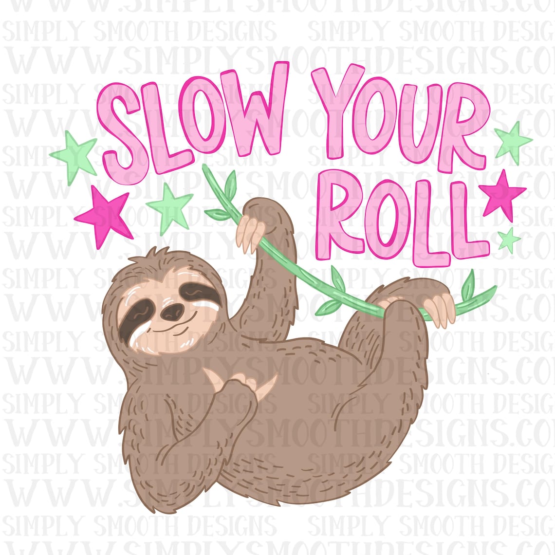 Sloth Spring Roll Slow Your Roll Sloth , Png Download - Etsy