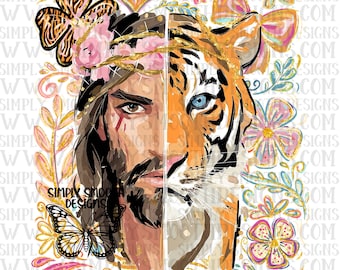 Tigre, Jesus, floral, download png DESIGNER ORIGINAL