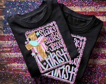 Stars stripes Jesus Christ, glitter and no glitter files, png download ORIGINAL DESIGNER