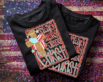 Stars stripes Jesus Christ, RED! glitter and no glitter files, png download ORIGINAL DESIGNER