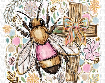 Bee, Jesus, floral, png download ORIGINAL DESIGNER
