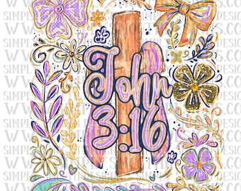 Jesus, John 316, floral, png download ORIGINAL DESIGNER
