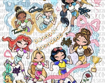 Marathon run, locket, princesses, png download ORIGINAL DESIGNER
