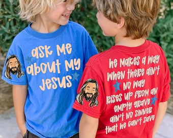 Pergunte-me sobre meu Jesus, frente, costas e ombro, download png, viral