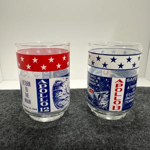 Collectible Set of Two Vintage NASA Apollo Mission Drinking Glasses -