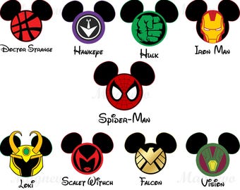 Paquete PNG de Mickey Avengers, superhéroe de los Vengadores, rival de MCU, coincidencia familiar, coincidencia de grupo de símbolos del escuadrón de superhéroes, descarga digital