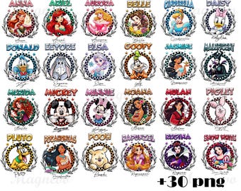 Pakiet 30+ postaci Disneya w formacie PNG, Myszka Miki i Przyjaciele w formacie PNG, Księżniczki Disneya w formacie PNG, Kubuś Puchatek i Przyjaciele w formacie PNG, Roszpunka w formacie PNG, Koszulka z motywem Disneya