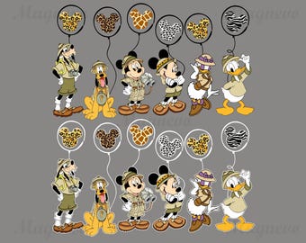 Animal Kingdom PNG Bundle, Safari Urlaub Shirt Design, Leopard Maus und Freunde Clipart, Let's Get Wild PNG Sublimation, Instant Download