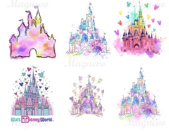Watercolor Mouse Castle Png Bundle, Mouse Ear Castle Png, Retro Colorful Castle Png, Sublimation Design Png, Magic Kingdom Png, Sublimation