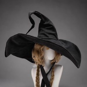 Handgjord svart häxhatt gotisk Halloween cosplay kostym tillbehör