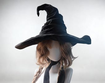 Handmade Suede Witch Hat | Shapeable Brim, Halloween Costume