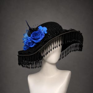 Wide Brim Black Hat Roses - Etsy display picture 1