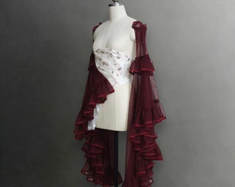 Mangas góticas Hime, cubrebrazos desmontables de tul con volantes y ribete de encaje, estilo victoriano Fairycore.