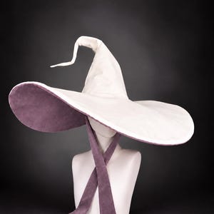 Handmade White Witch Hat Fantasy Wizard Cosplay Halloween Costume Accessory