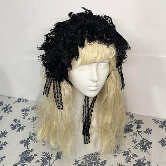 Black Lace Headband, Floral Hair Accessory, Dark Fashion Coordinate Piece