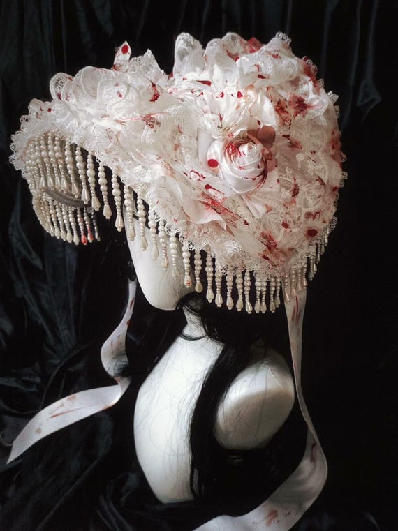 Dark Romantic Headdress, GothicLolita Handmade Bonnets, Unique Artisan Caps, Elegant Gothic Accessories Vintage Style Headdresses