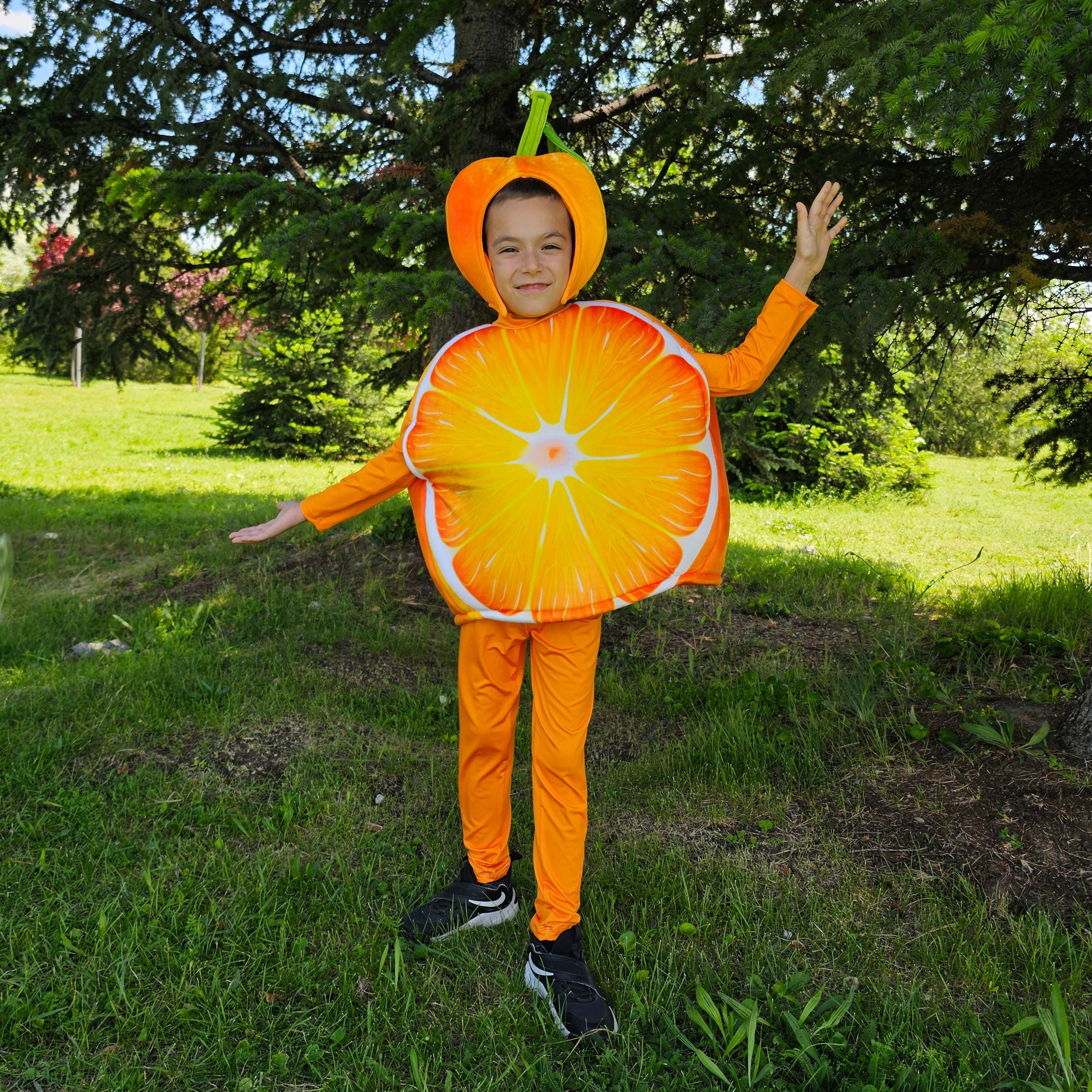 orange dress up Baby Orange Costume with Hat, Handmade Halloween Cosplay